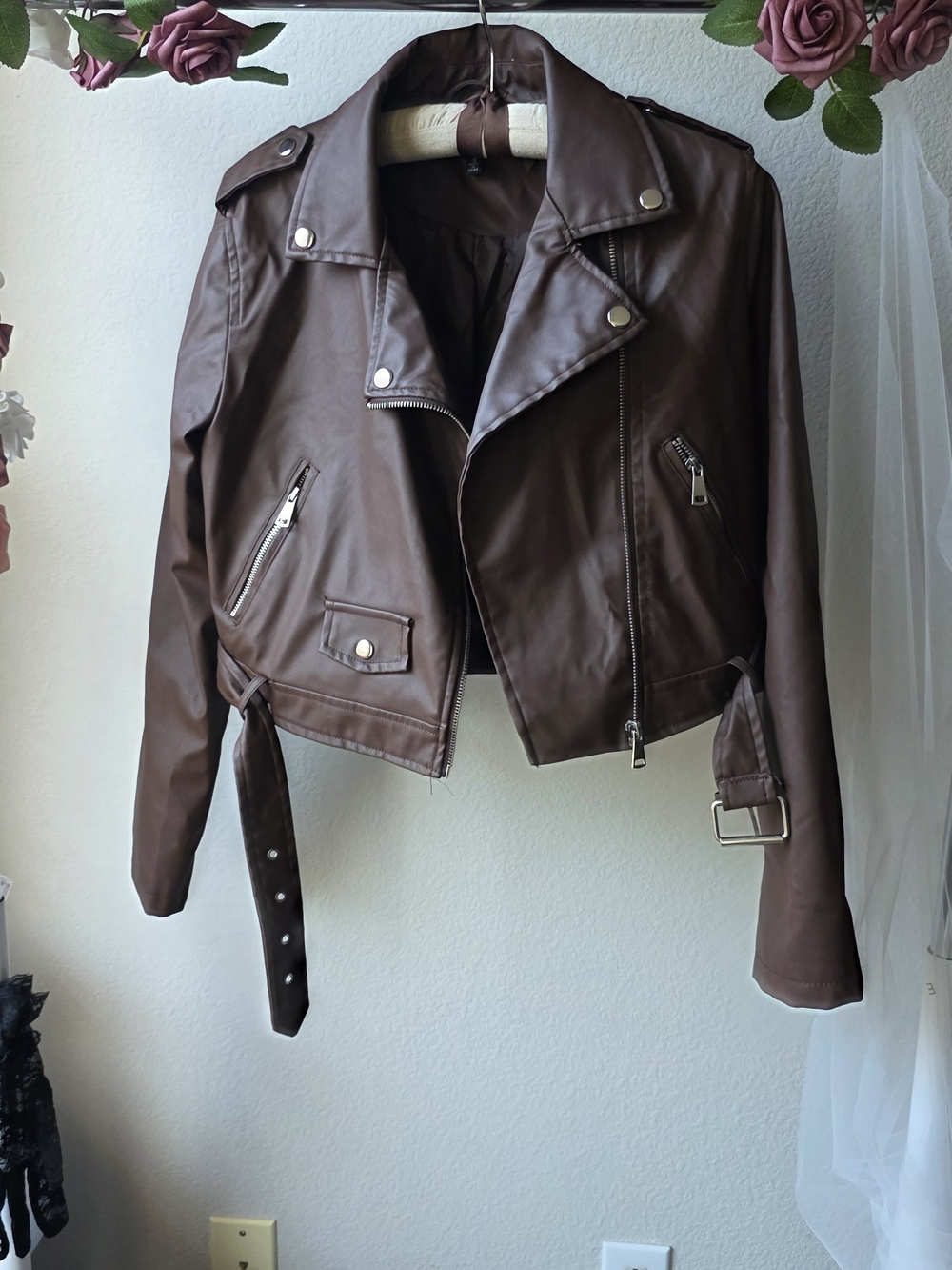 New Look Brown Faux Leather Biker Jacket